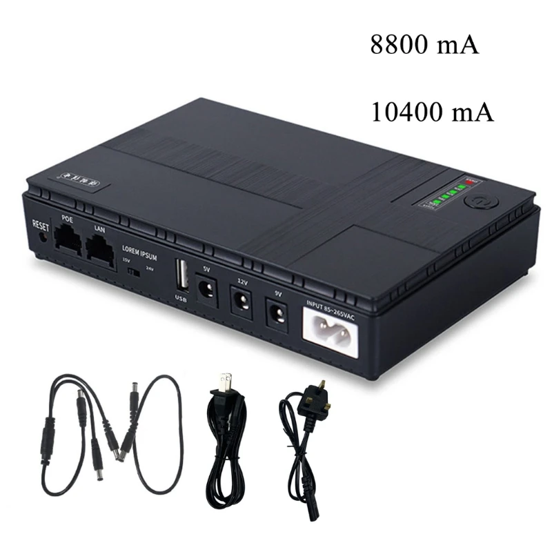 

8800/10400mAh Mini UPS 5V 9V 12V Uninterruptible Power Supply Backup US/UK Plug For Wifi Camera Router Modem Home Emergency Use