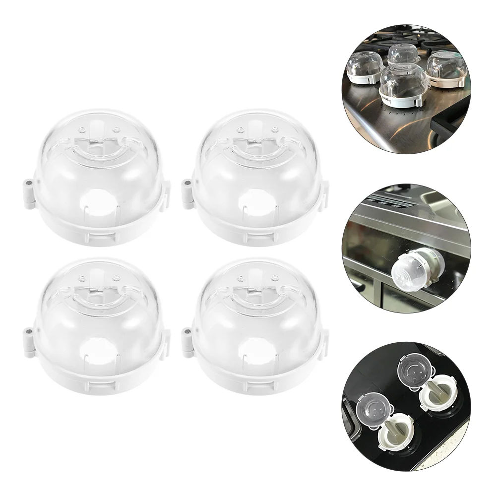 

4 Pcs Gas Protection Cooker Switch Knob Protector Plastic Cooking Utensils Stove Shield Lock Plastic Covers