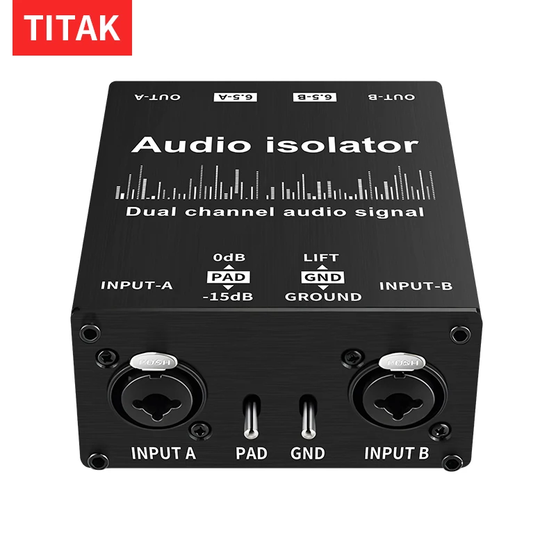 Фото Двухканальный пассивный генератор шумоподавления XLR/RCA/TS/TRS, профессиональный изолятор земляных петель и фильтр шума Pro X2 для автомобильной аудиосистемы и прямых трансляций №1