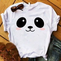 kawaii panda face print t shirt women cute summer fashion graphic tee shirt femme top tshirt female ladies clothes t shirt