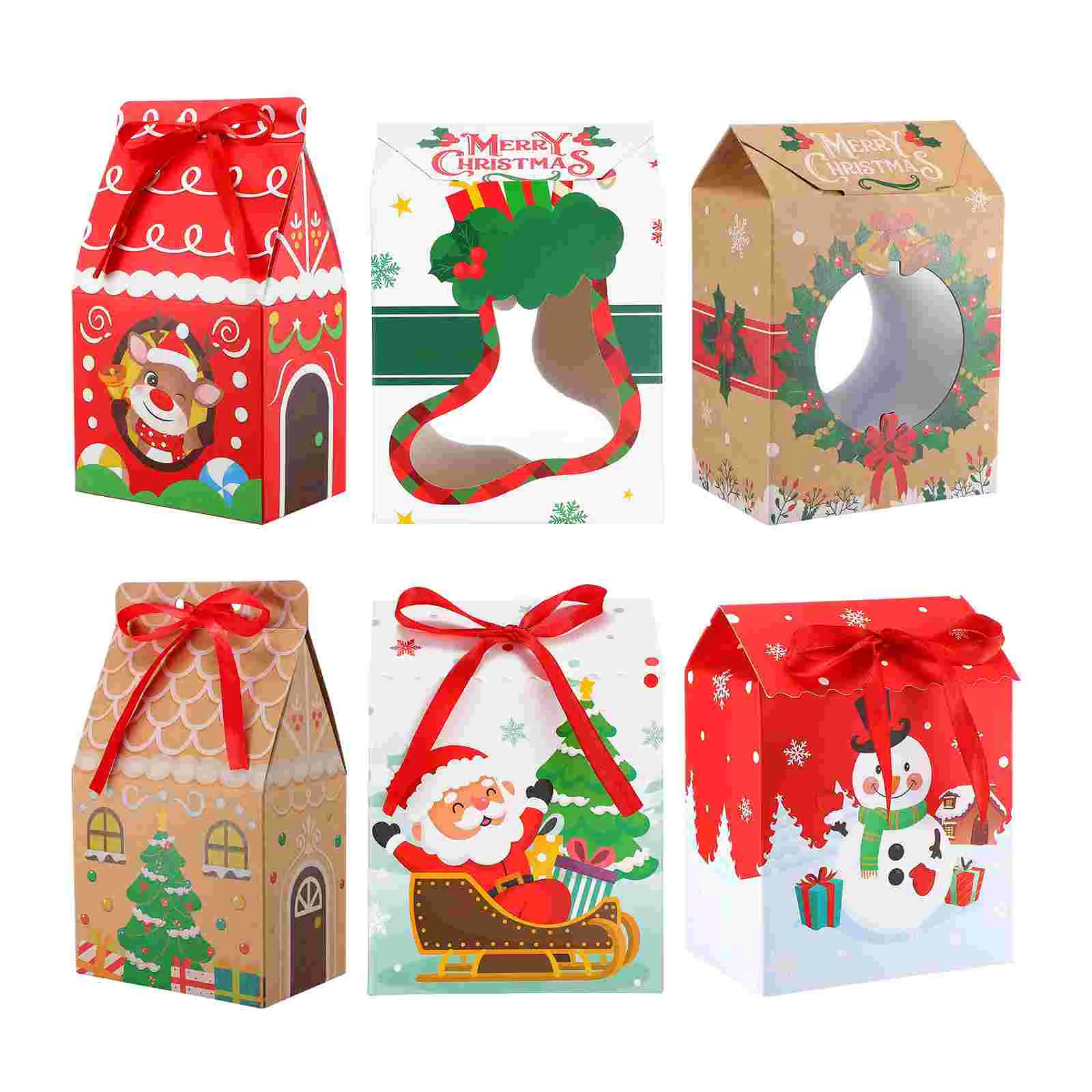 

Cabilock 1 Set Christmas Cookie Boxes Kraft Treat Boxes with Ribbon Gift Boxes Candies Boxes for Christmas Party Holidays