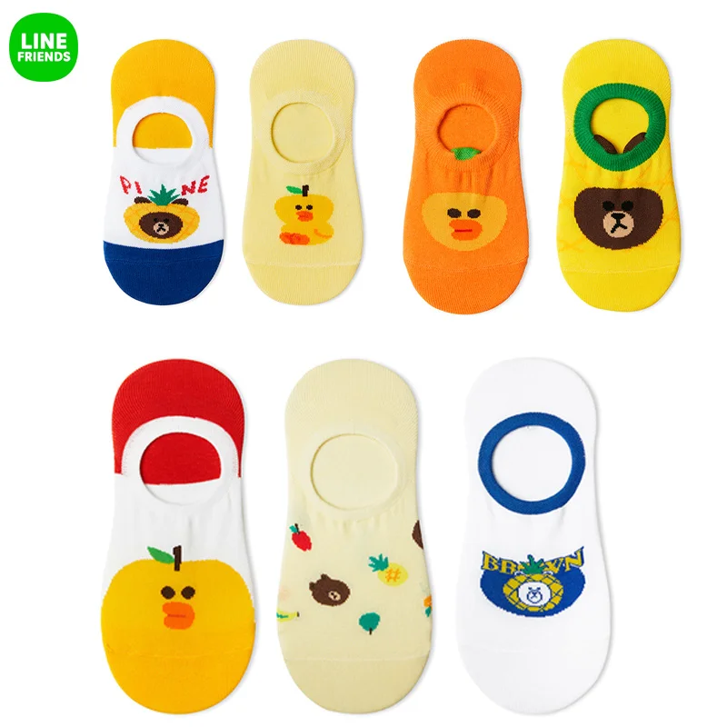 

Line Friends Brown Socks Kawaii Cotton Socks Women Slipper Sock Cute Anime Invisible Ankle Socks Girls Plush Gift Fast Delivery