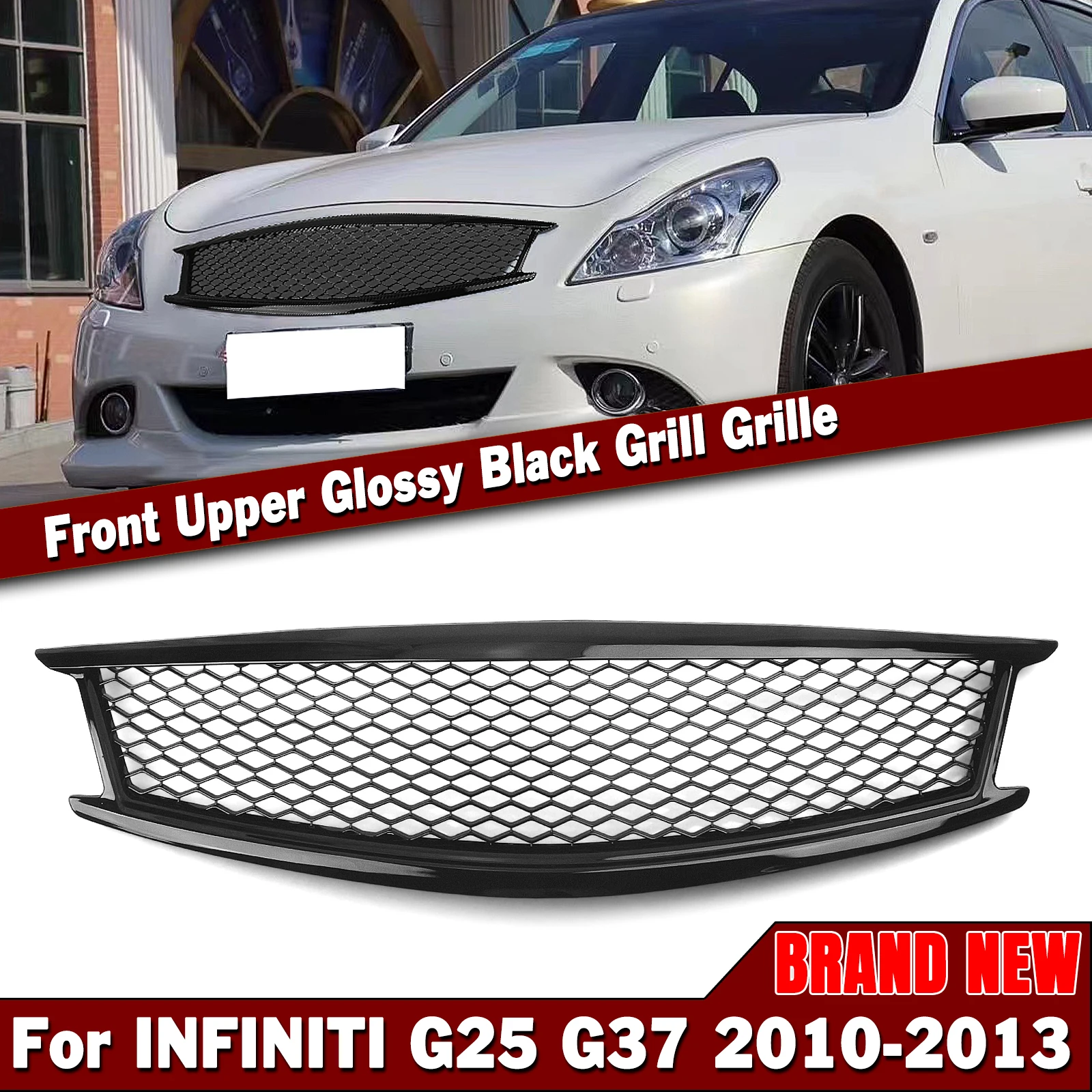 

Передняя решетка для Infiniti G25 G37 Седан 4 двери 2010-2013 углеродное волокно внешний вид/блеск/матовый черный Автомобильный верхний бампер