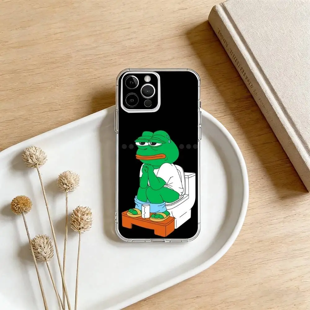 Забавный чехол для телефона с грустьюю лягушкой П-Пепе для iPhone 17 16 15 14 13 12 11 Mini Pro Max Plus, прозрачный чехол (art.: 3920dd10c8e4f) - 3920dd10c8e4f