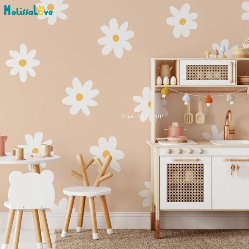 

DIY 24pcs Daisy Wall Decals Nursery Flower Classroom Decor Kids Room Cute Removable Stickers YT6703