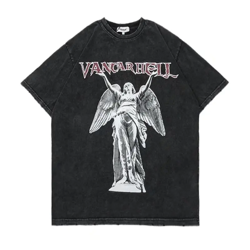 

Y2K Summer Goth Clothing Male Female Loose Men‘s T-shirt Print High Street Clothing Harajuku Clothes Oversized T-shirt