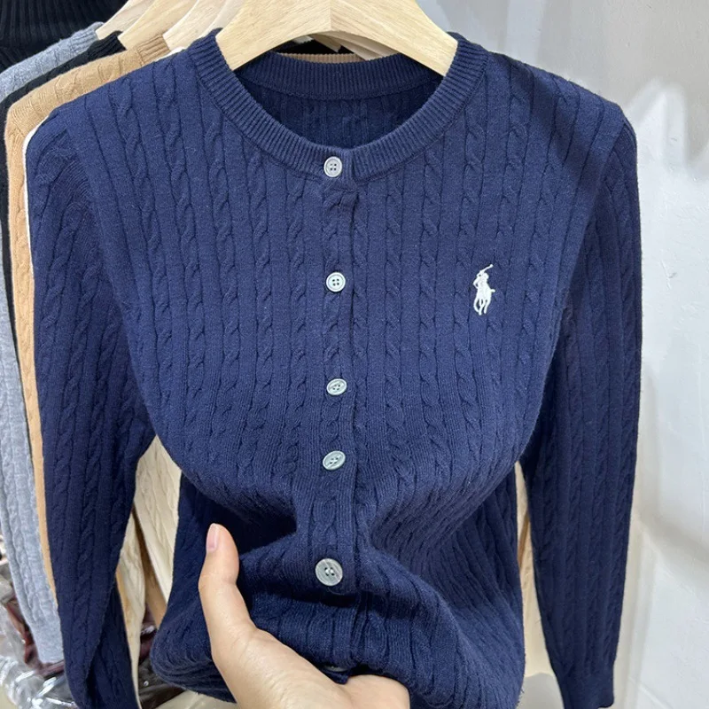 Embroidery Chic Fashion Knitted Tops Women Rib Slim Elastic Single-breasted Pullover Sweaters Autumn Winter Outfits Shir