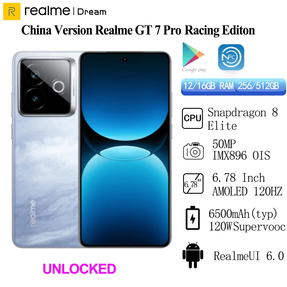 Смартфон Realme GT7 Pro Racing Edition, 12/256ГБ, 12/512ГБ, 16