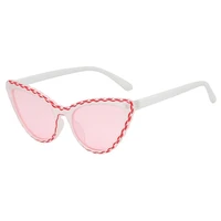 warmlk new cat eye fashion women sunglasses plastic striped frame eyewear vintage individuality lady outdoor glasses