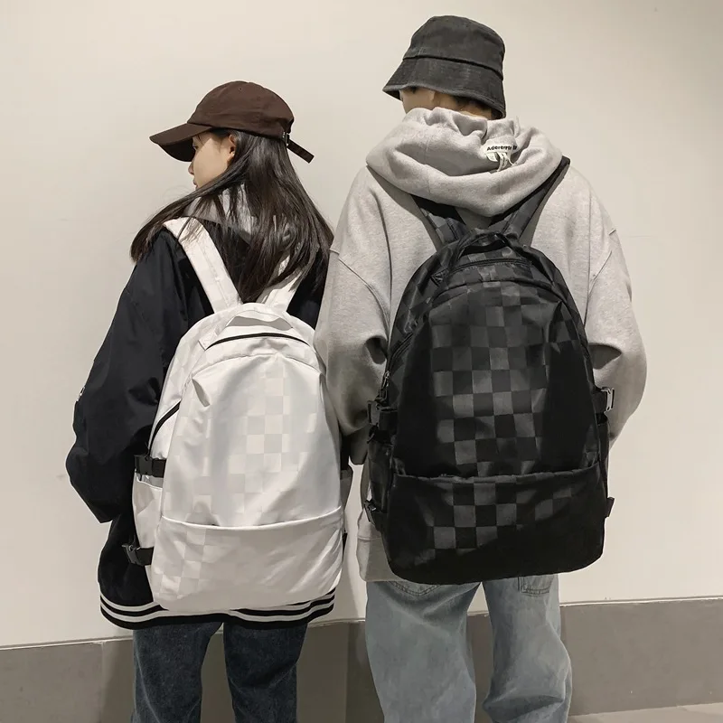 

Schoolbag Female College Student Checkerboard Backpack Junior High School Student High School Student Texture Backpack Male
