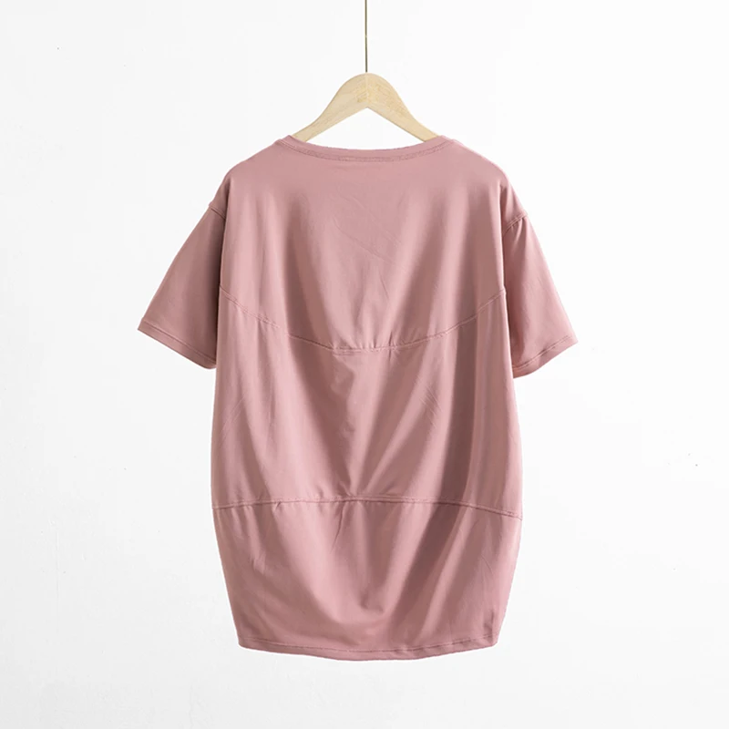 Back in Action Short Sleeve T-shirt for Women With Logo Lulu Loose Yoga Tops Sports Fitness Shirts Workout Clothing Sportswear