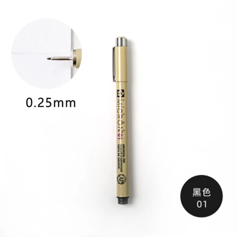 

1 шт. черные чернила японская пигма микроручка водостойкая ручная роспись Дизайн Эскиз игольчатая ручка для комиксов школьная фотография
