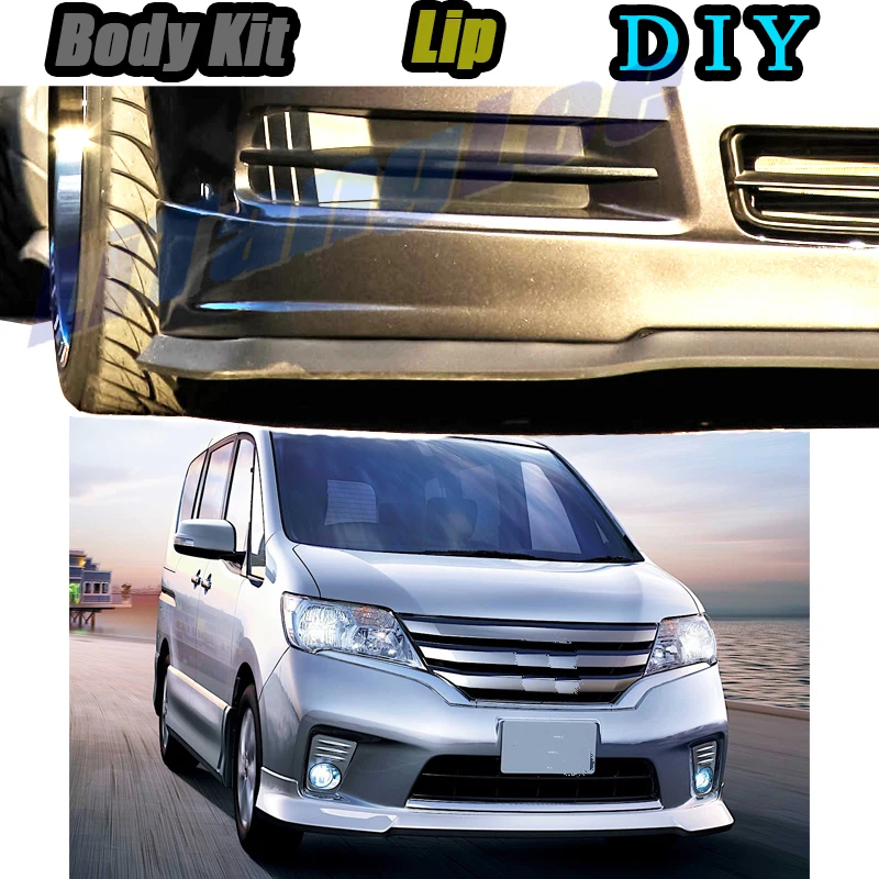 

Car Bumper Lip Front Spoiler Skirt Deflector For Nissan Serena ZNA Succe For Suzuki Landy Car Modified Body Kit VIP Hella Flush
