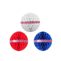 3x home party 70th anniversary celebration gb red white blue honeycomb balls queens jubilee union jack party decor
