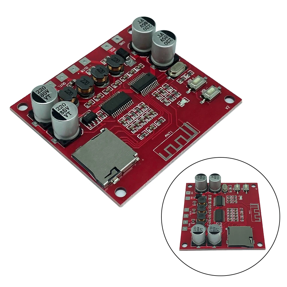 

Bluetooth 4.2 Digital Power Amplifier Board 2*15W Output Power Stereo Audio TF Card Play Large Heat Dissipation Area Components