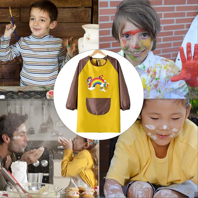Фото Детский фартук из полиэфирного волокна и Па-покрытия, водонепроницаемый, регулируемый длинный №2