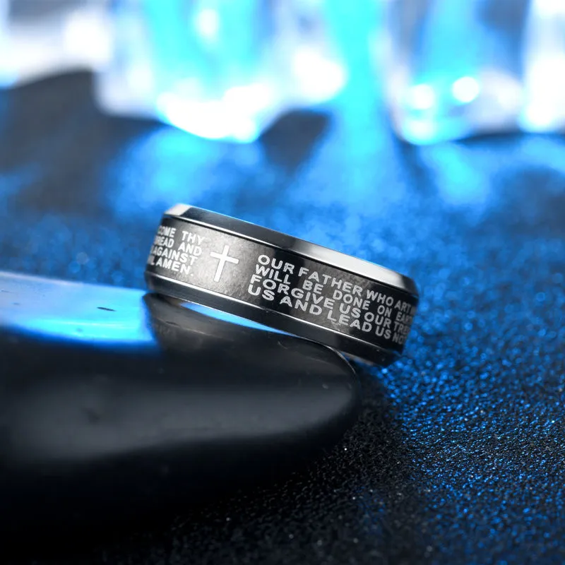 Мужское обручальное кольцо с крестом 8 мм |