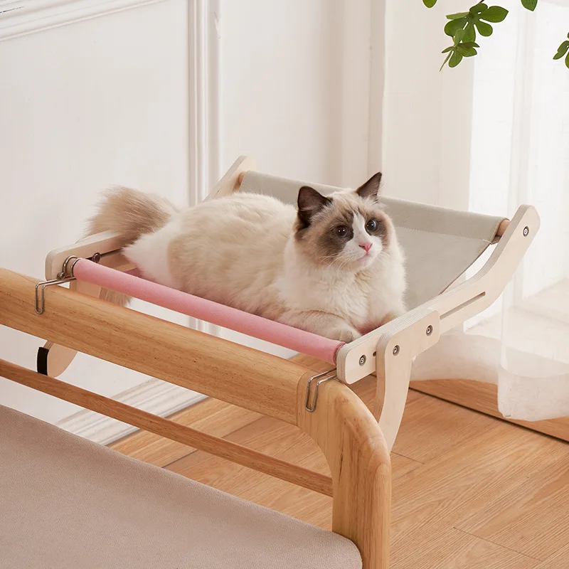 

1Pcs Cat Hanging Bed Balcony Window Glass Cat Wooden Hanging Bed Hanging Cat Litter Bedside Four Seasons Universal Cat Hammock