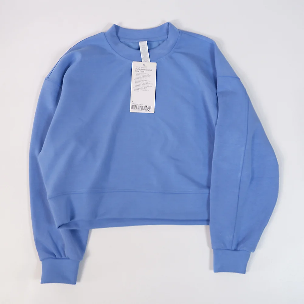 Luluwomen Sport Pullover Long Sleeve Oversized Leisure Sweatshirt Fitness Yoga Short Loose Jacket Gym Wear Training Clothes