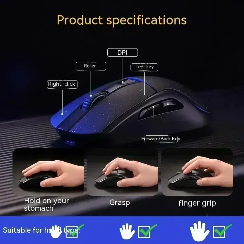 Беспроводная мышь Dareu A950 3 режима сенсор Paw3395 RGB 88g легкая эргономичная Bluetooth 2 4G
