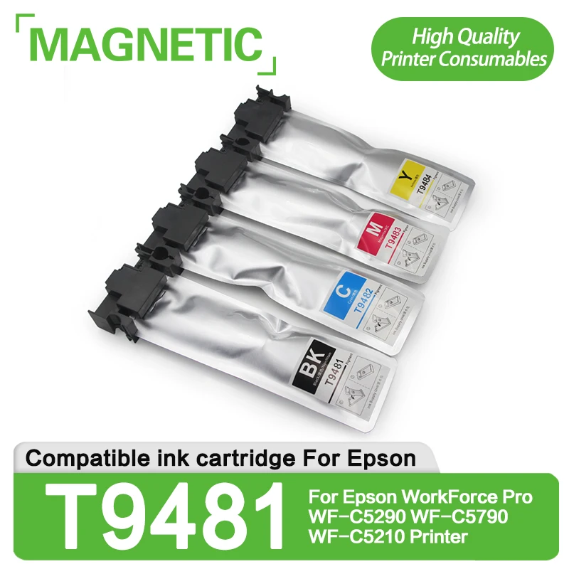 

Compatible T9481XL T9481-T9484 Pigment Ink Bag With Chip For Epson WorkForce Pro WF-C5290 WF-C5790 WF-C5210 Printer