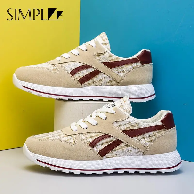 

2022 Summer Ladies Casual Shoes Fashion All-Match Sports Shoes Women's Running Shoes Soft Sole Plaid Striped Female Footwear