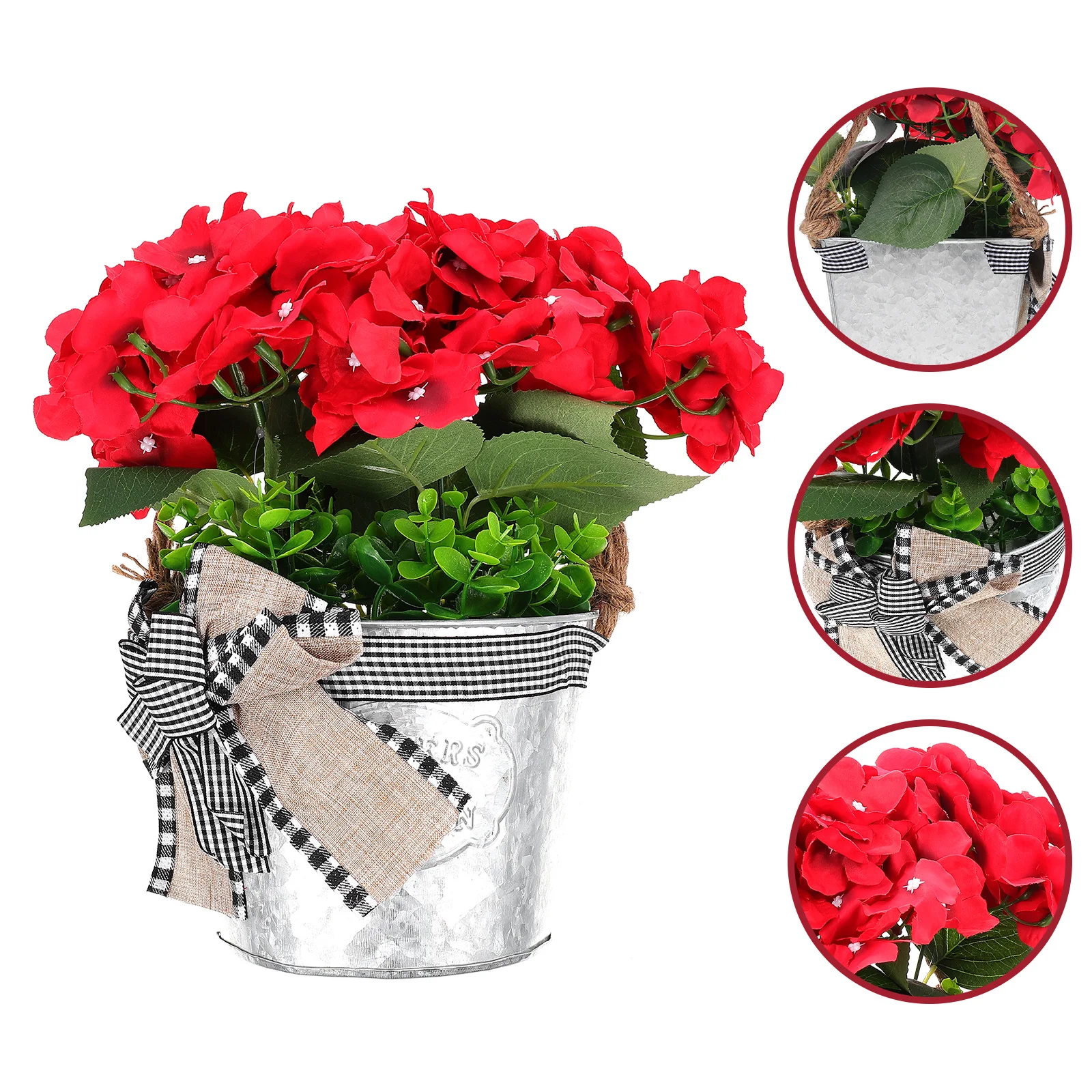 

Red Flower Basket Wreath Door Sign Simulation Wreath Basket Door Pendant