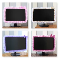 lace fabric computer frame cover monitor screen dust cover with elastic pen pocket bow home decorations
