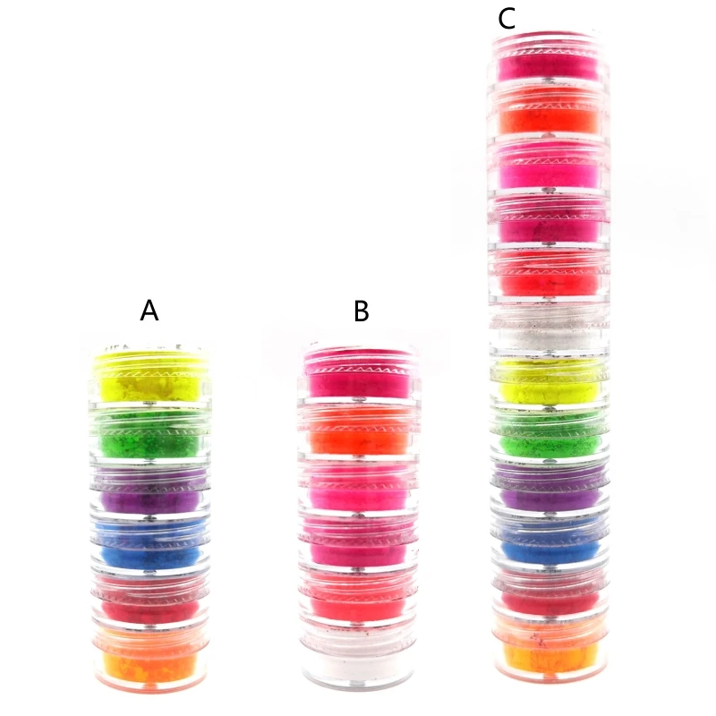 

E0BF Colorful Fluorescent color Pigments Dust Glitter Iridescent