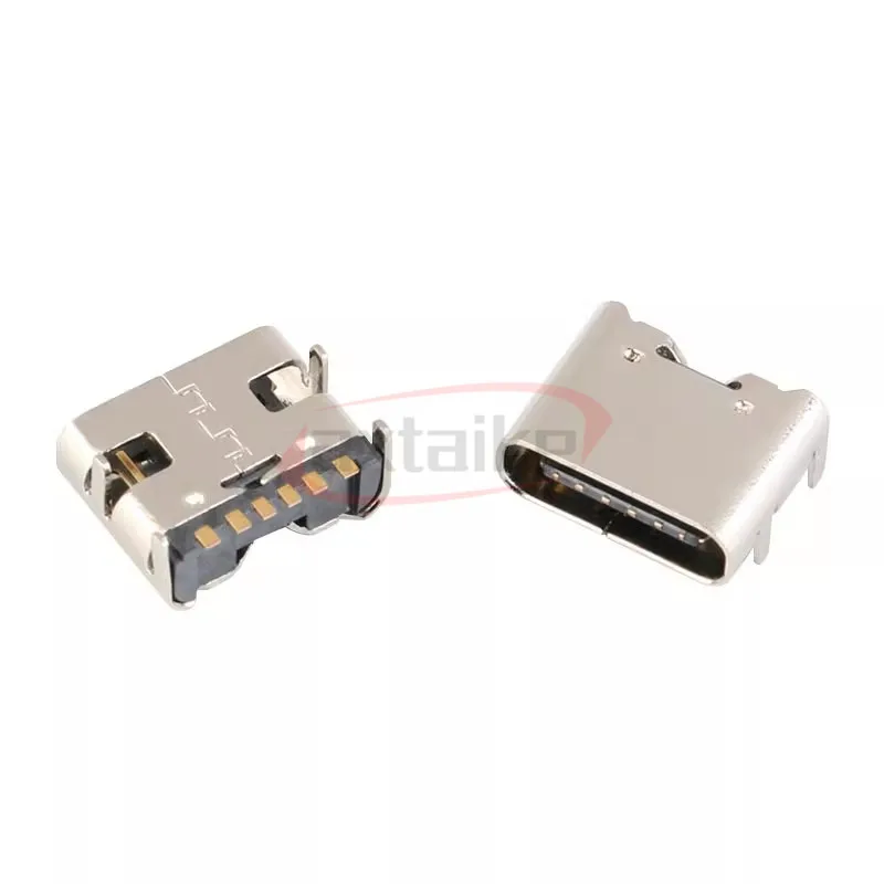 Фото 10/20/50 шт. USB-C Type-c 6-контактный 16-контактный разъем «гнездо» Порт зарядки Передача данных SMD USB 3.1 Разъем SMT для пайки печатных плат №3