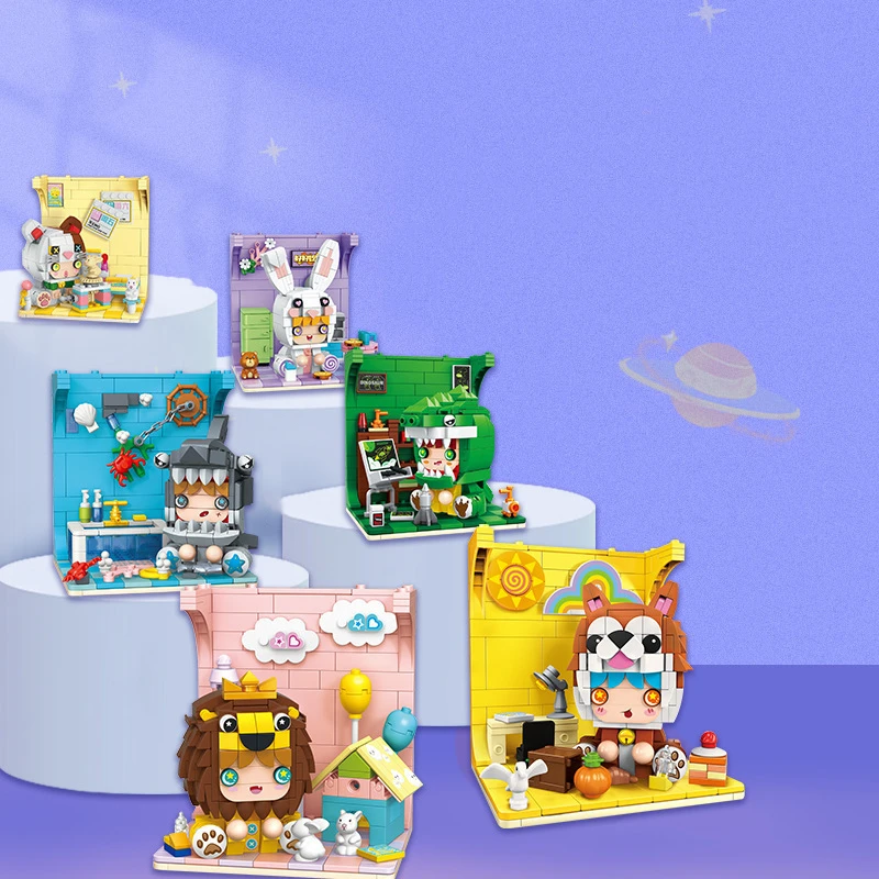 Детская игрушка строительные блоки модели животных украшения серии Qimengyayou