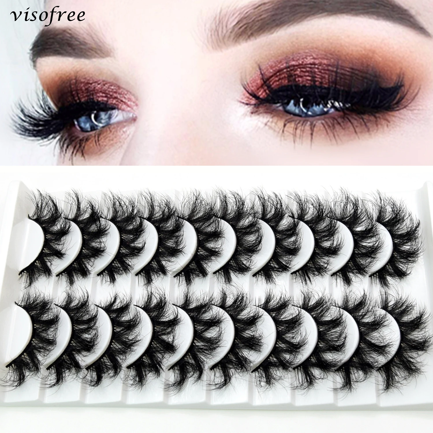 

Visofree 5/10 Pairs 3D Mink Lashes Wispy Natural Mink Lashes Long Wholesales Fluffy False Eyelashes Makeup Faux Mink Eyelashes