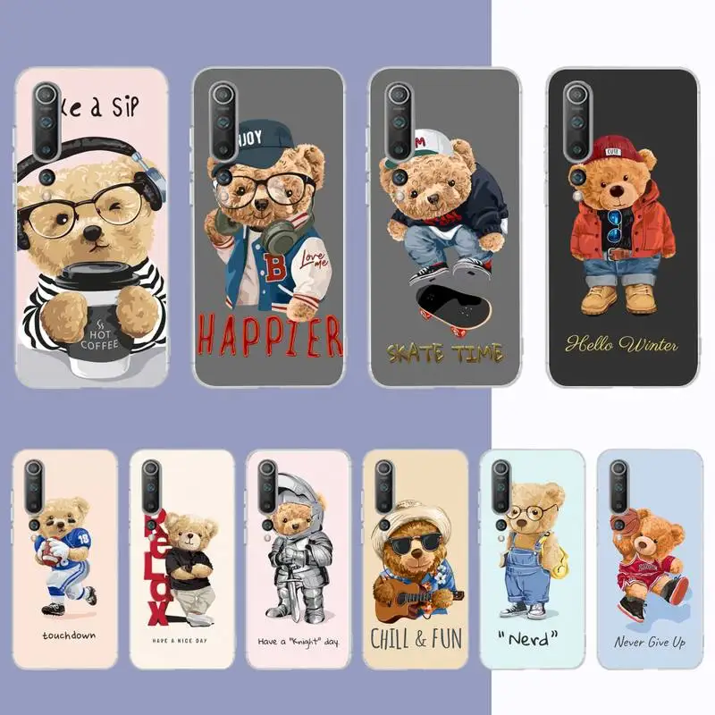 

Cute BEAR Fashion Brand Phone Case for Samsung S21 A10 for Redmi Note 7 9 for Huawei P30Pro Honor 8X 10i cover