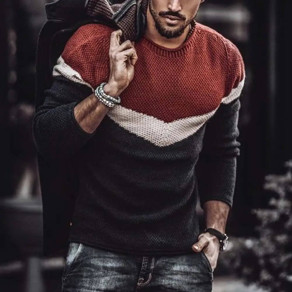 

Stylish Sweater Simple O-neck Men Sweater Outdoor Knitted Sweater Long Sleeve Turtleneck Pullover Soft Sweater Warm Outerwear