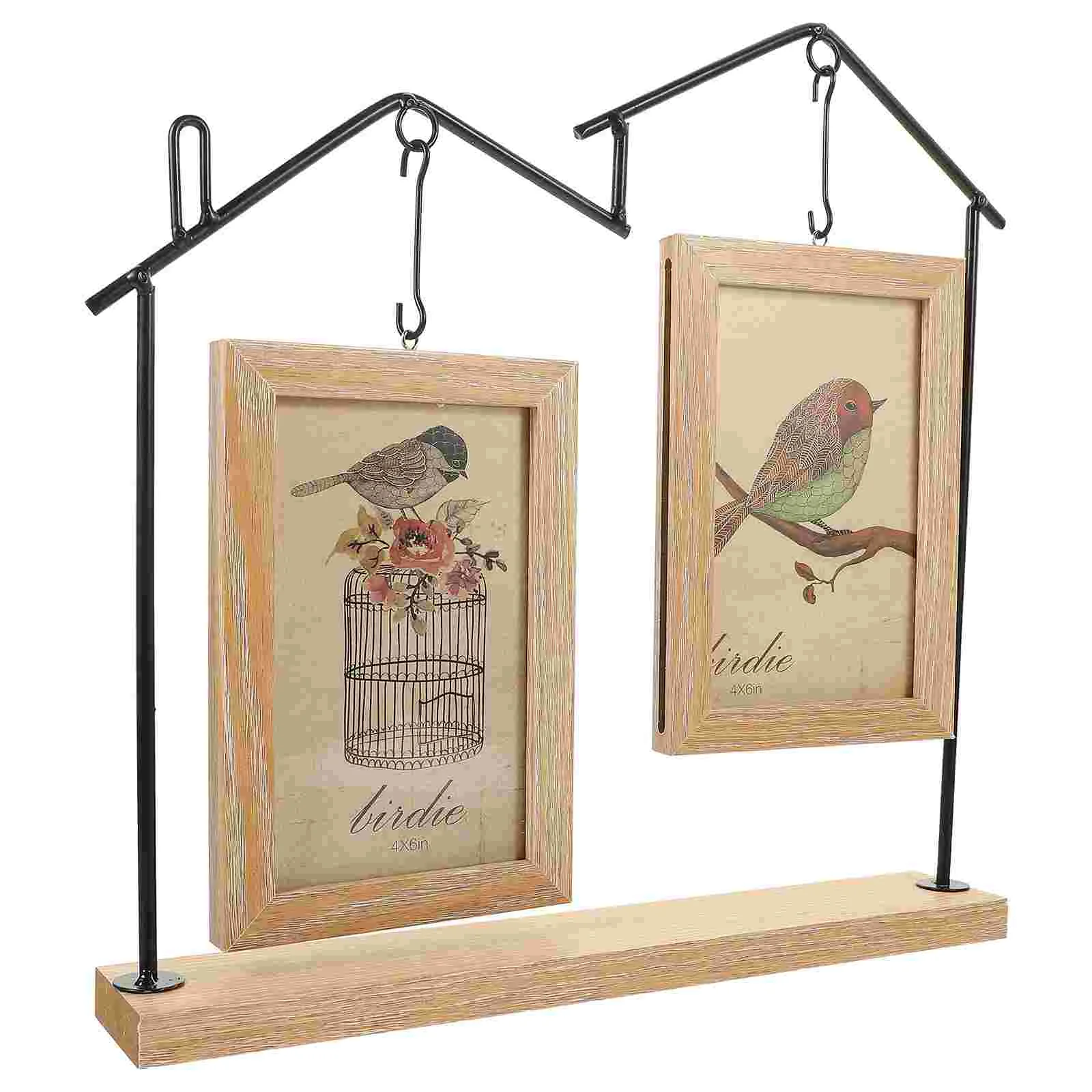 

Frame Photo Picture Frames Display Tabletop Iron House Shaped Decorative Shadow Box Wood Weddingrustic Desk Specimen Family Home