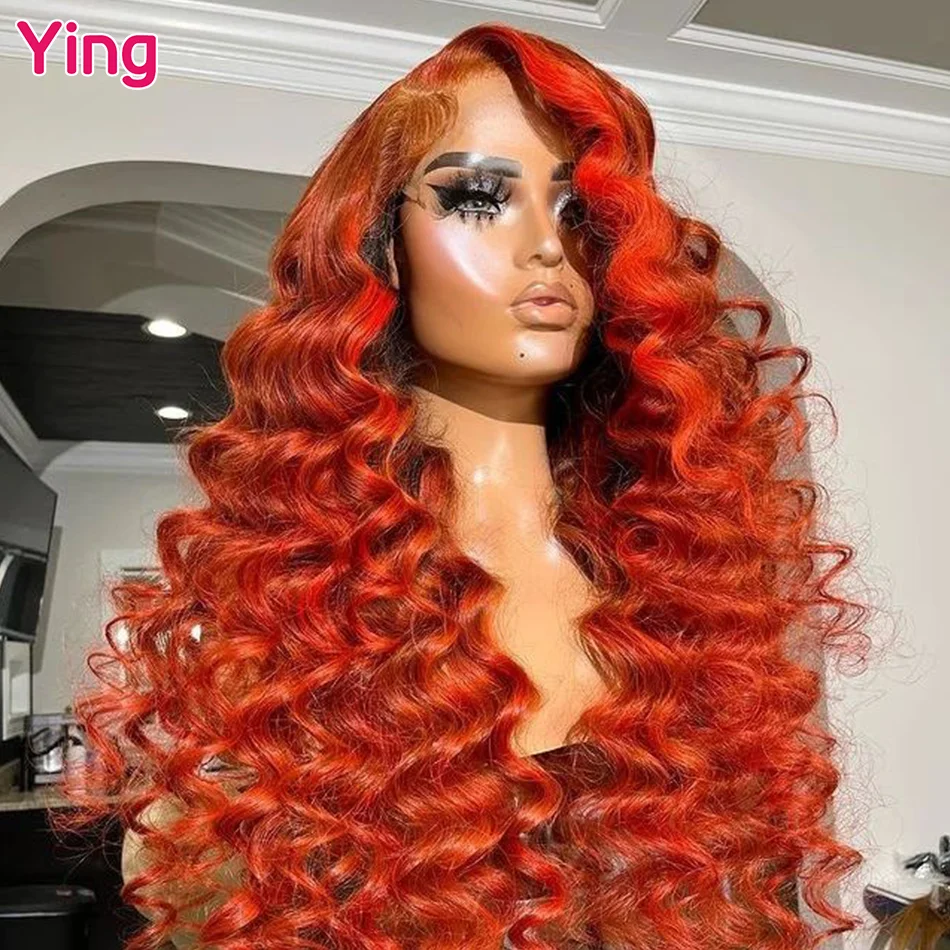 Ying Hair Ginger Orange 13x4 Lace Front Wig 10A Human Hair 5x5 Transparent Lace Wig 13x6 Lace Front Wig PrePlucked 30 Inch Wig