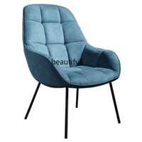 yj Designer Nordic Single Leisure Sofa Iron Recliner Modern Minimalist Living Room Lazy Sofa Fabric Wingback Chair