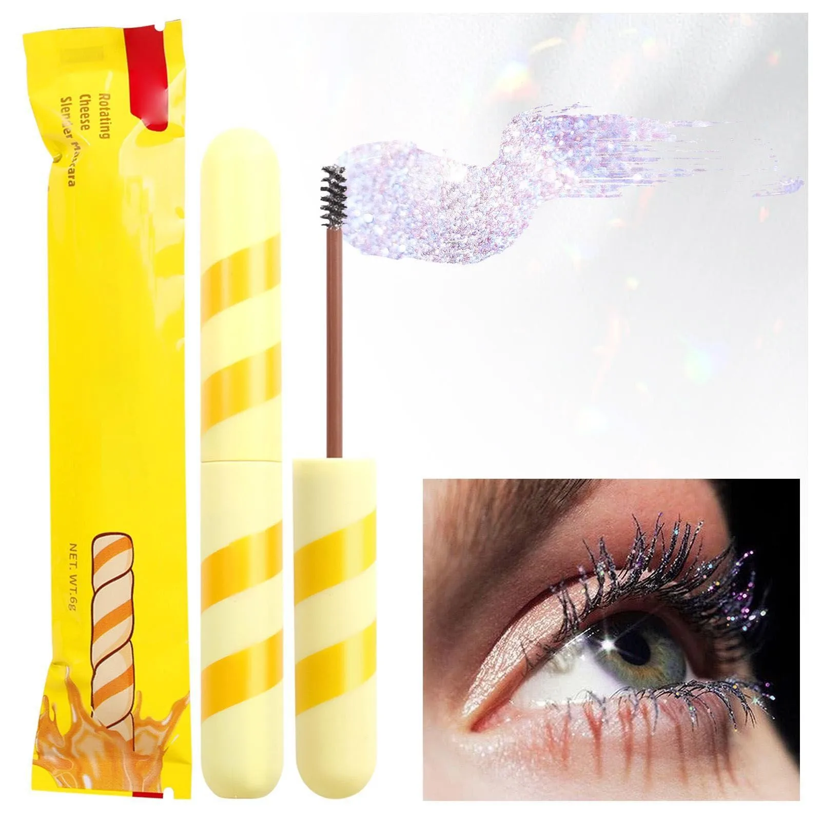 

Cheese Mascara Waterproof Thick Slender Curly With Fine Sparkles Diamond Mascara Non Curling Slender Mascara Makeup Party Rose