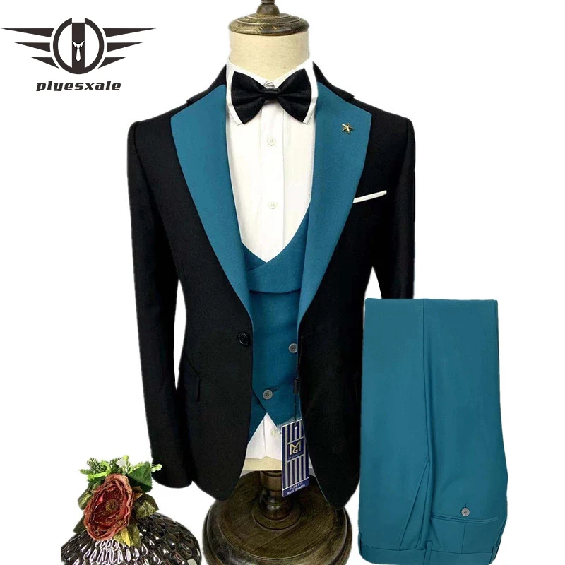 EU Size Wedding Suits For Groom Mens Fashion 2022 High Quality 3 Pcs Set Blazers Jacket Pants Vest Male Elegant Prom Suit Q1601