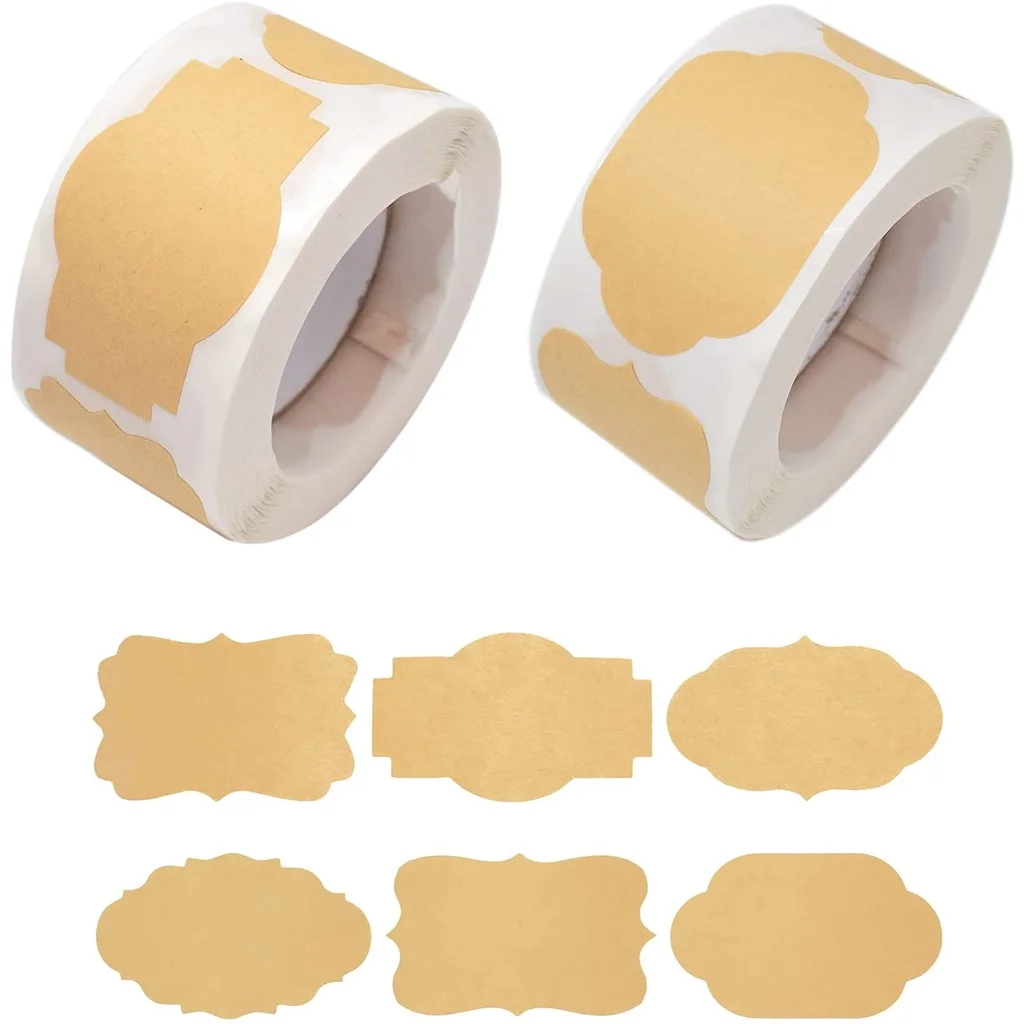 

250pcs/roll Blank Kraft Paper Label Stickers for Jar Glass Bottle DIY Gift Packaging Sealing Label Sticker Handmade Sticker