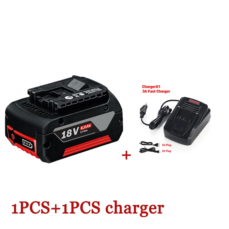 

100% Original 18V 6.0A Lithium Ion Rechargeable Battery for Bosch 10000mah Spare Power Tools Portable Replacement Indicator