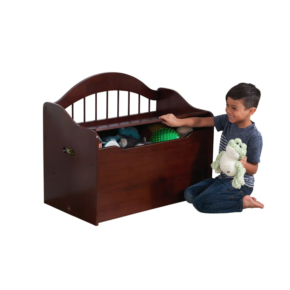 

Limited Edition Wooden Toy Box and Bench with Handles, Espresso Home Organization and Storage Desk Organizers