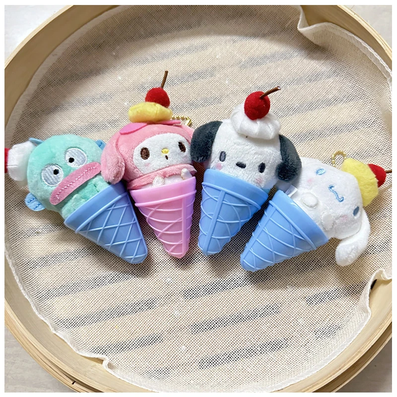 

11 см аниме Sanrios плюшевая милая кукла брелок Подвеска Мультяшные милые животные COS мороженое конус фотоигрушки подарок