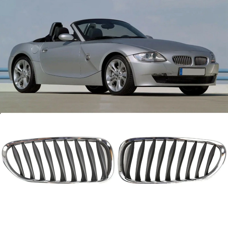 

Front Fence Grill Grille ABS Chrome+Black For-BMW Z4 E85 E86 2003-2009 51117117757 51117117758