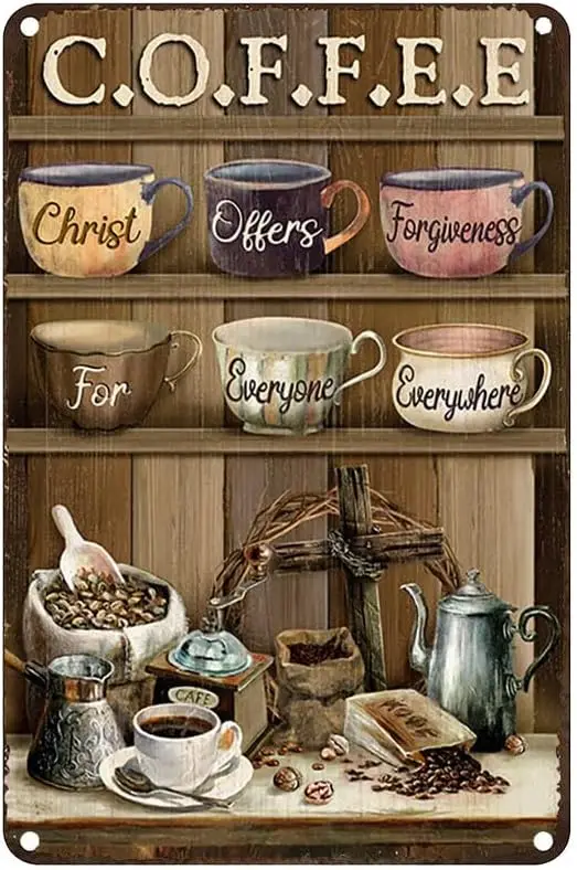 Металлический кофе-бар Sgn чашка кофе - Chrst Offer Forgveness для всех Everywhere nspratonal Quote Vntage Tn