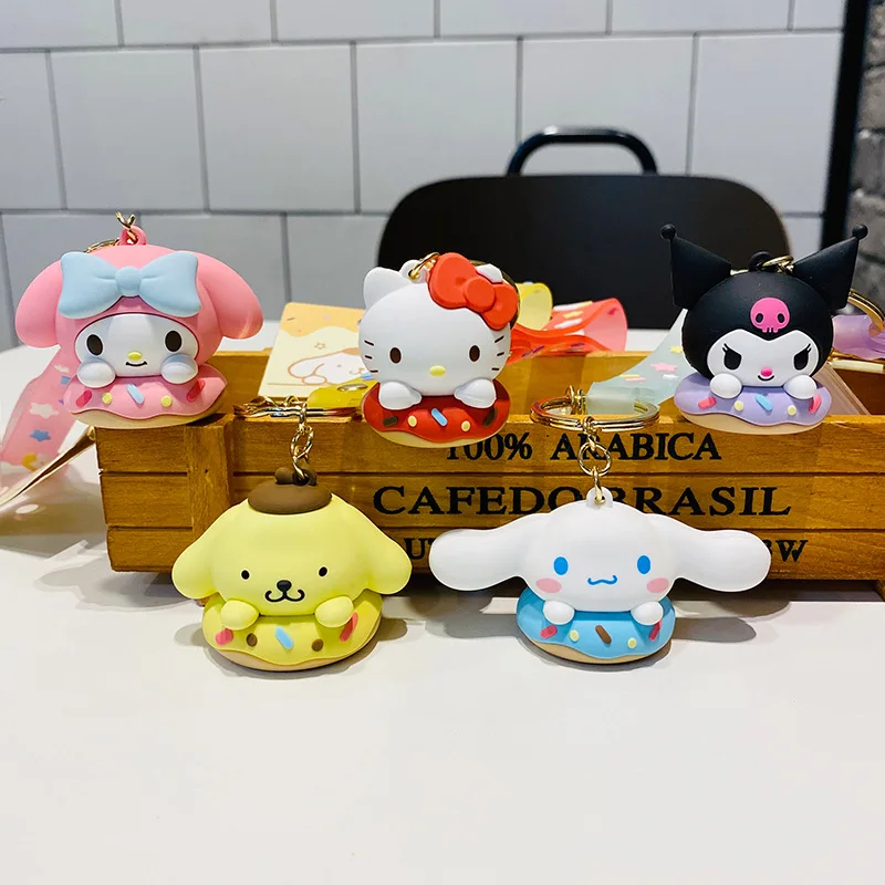 

Cute Sanrio Hello Kitty Kuromi My Melody Cinnamoroll Figurine Mobile Phone Accessories Keychain Bag Hanging Doll Pendant Kids