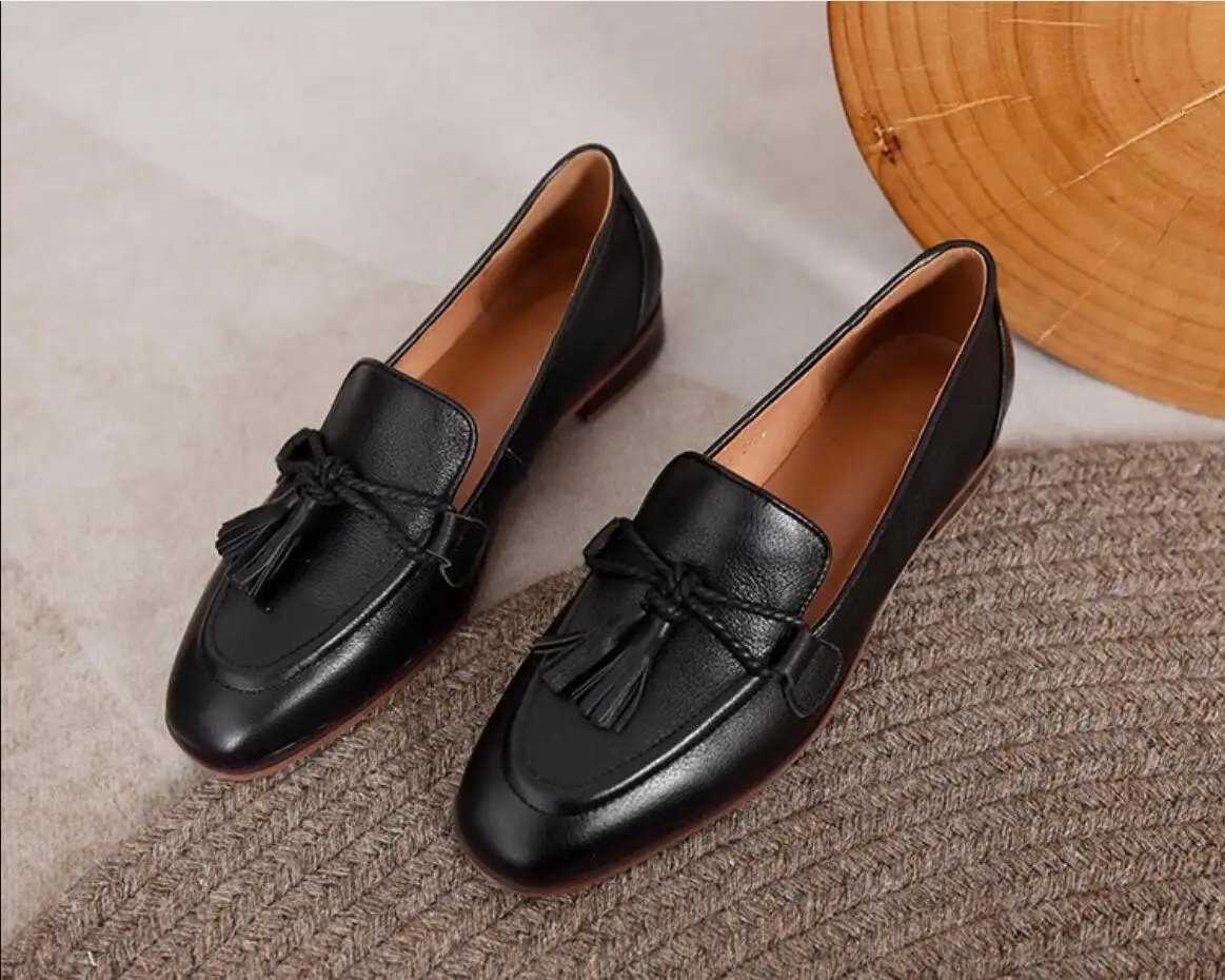 Fashion Square-toed loafers Women Flats Shoes Classic Women Shoes PU Leather Casual Single Summer Ballerina Shallow Mouth Shoes