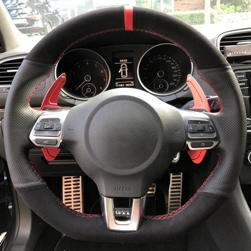

Car Steering Wheel Cover For Volkswagen Golf 6 GTI MK6 VW Polo GTI Scirocco R Passat CC R-Line 2010 Auto Interior Accessories