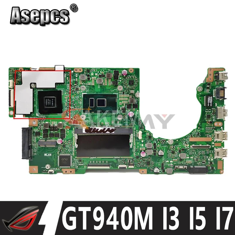 

K501UB Notebook Mainboard DDR3 DDR4 4GB 8GB RAM I3 I5 I7 CPU GT940M GPU For Asus K501U K501UX K501UQ K501UQK Laptop Motherboard