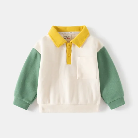 2024 весенне-осенняя модная толстовка для мальчиков: Детская куртка с воротником и карманами, Модный пуловер с длинным рукавом и цветными блоками, для возраста 3-8 лет